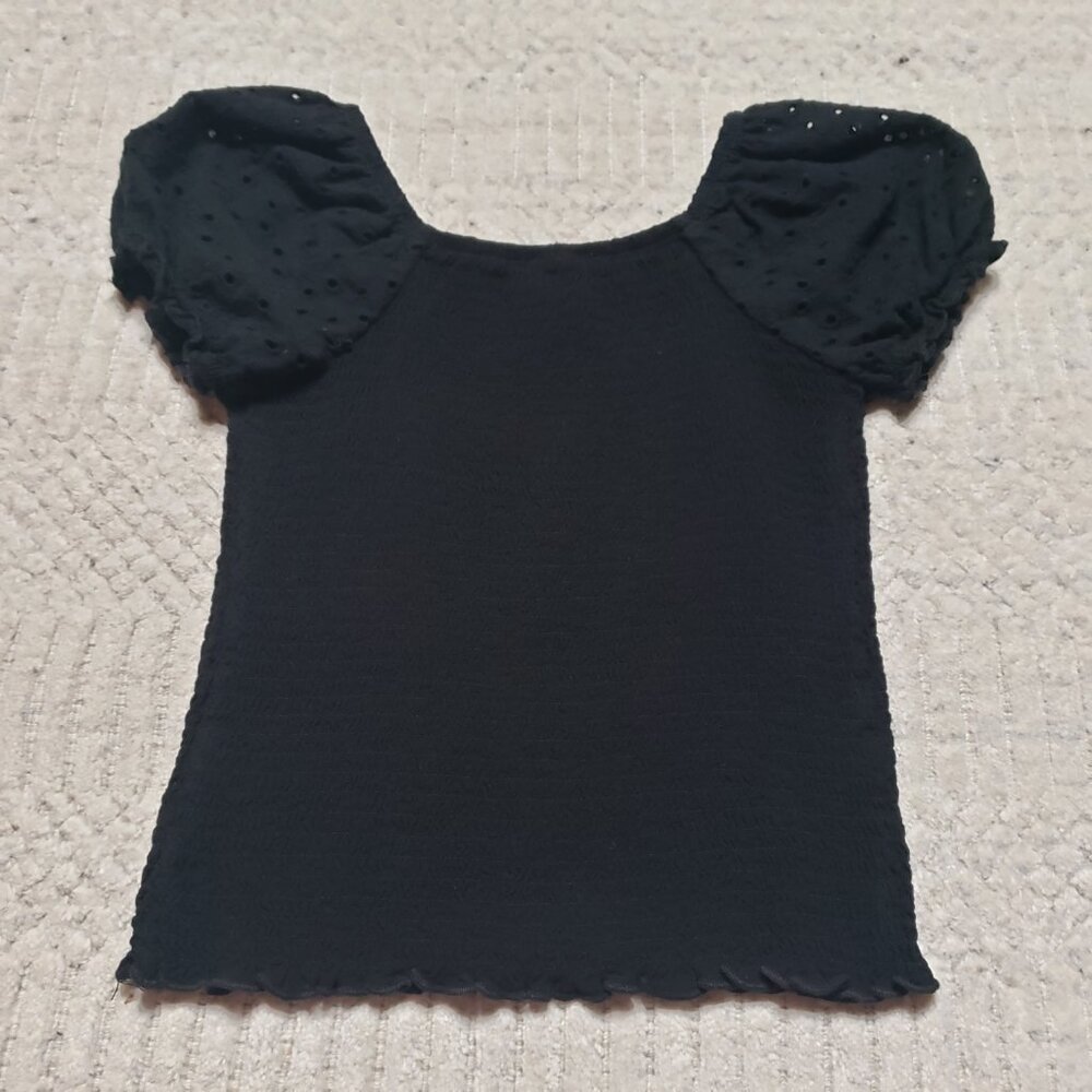 Art Class Black Puff Sleeve Smocked Top – Girls Size L (10/12) - Picture 5 of 9